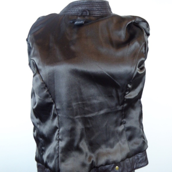 ARDEN B BROWN LEATHER ZIP MOTO lamb LEATHER JACKET S New - Picture 8 of 8